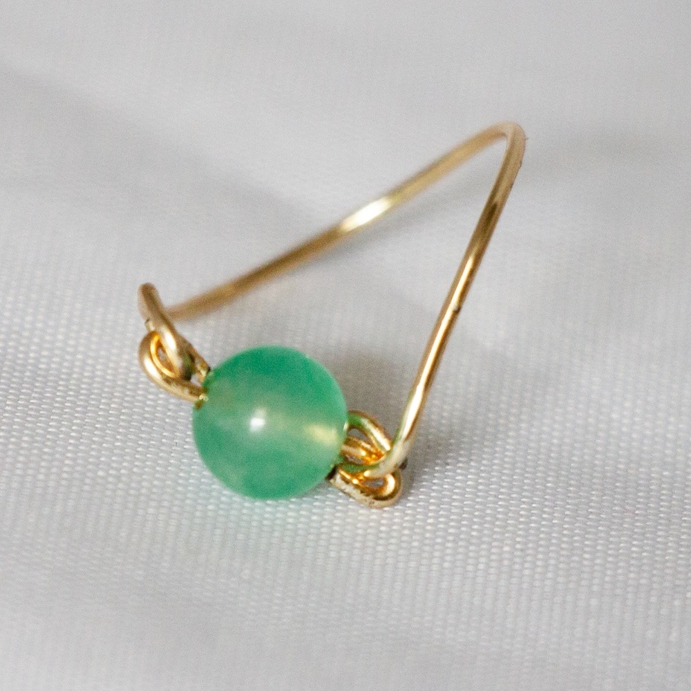 Green Jade Adjustable Gold Ring